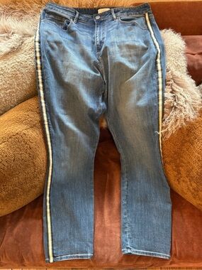 Ann Taylor Loft Blue Side-Stripe Skinny Stretch Jeans